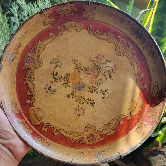 vintage hand crafted Other - Vtg* Hand crafted floral wooden hanging plate.